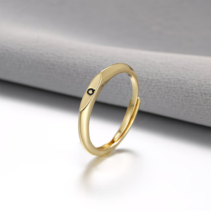 Custom 26 Initial Adjustable Stackable Ring, 14K Gold Dainty Tiny Minimalist Personalized Women Promise Band