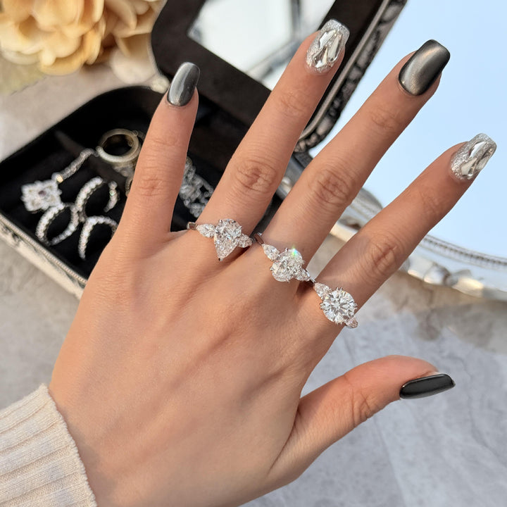 Stunning Adjustable Open 2-Carat Diamond Ring Set, Sparkling Statement Rings for Women