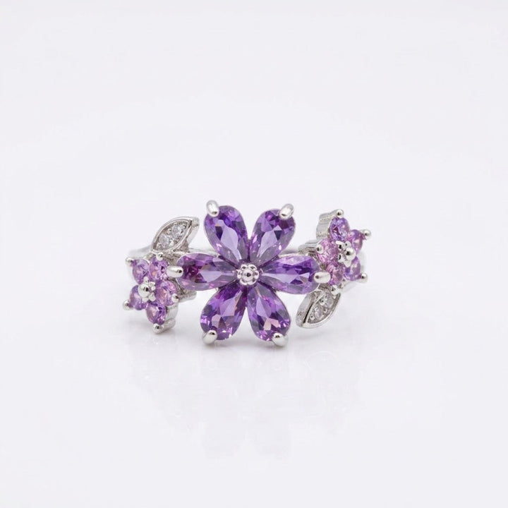 Floral & Bow Diamond Statement Rings, Tone Romantic Whimsical Adjustable open design
