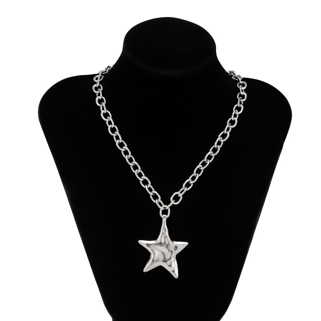 Unisex Textured Star Pendant Necklace, Bold Chain Design for Daily Wear &amp; Gifting for Men Women