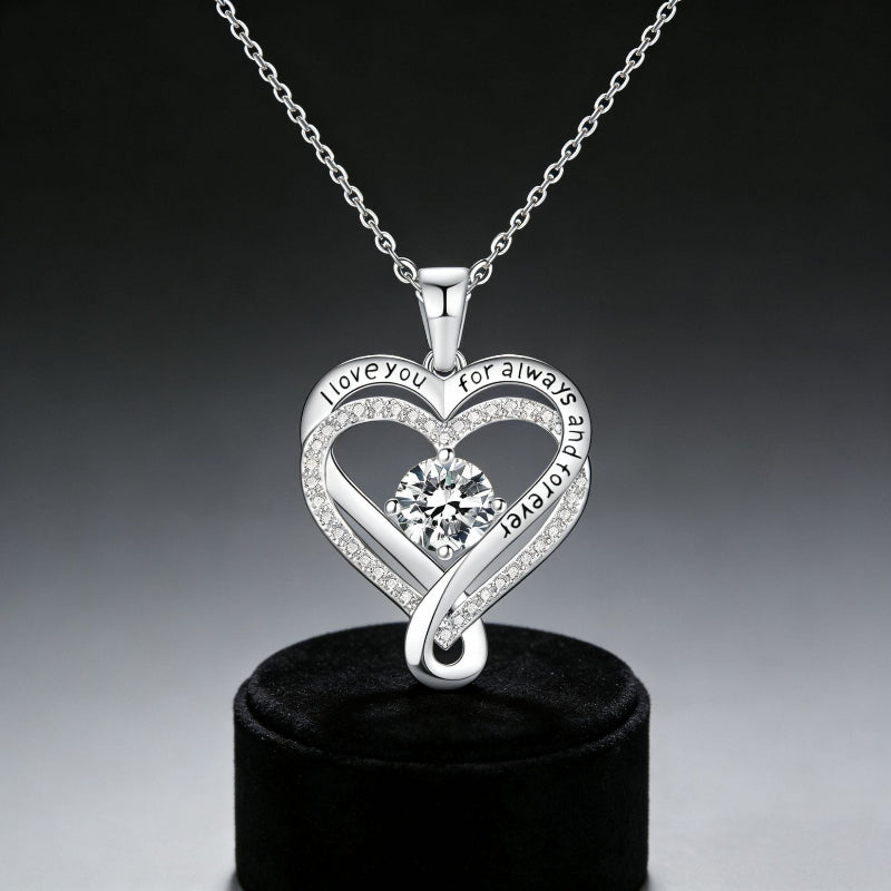 December Birthstone Eternal Heart Double Heart Necklace for Women