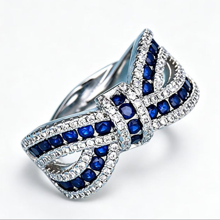 Bow‑Shaped Multi‑Color Gem &amp; Diamond Statement Ring, Women’s Wide Band Cocktail Ring