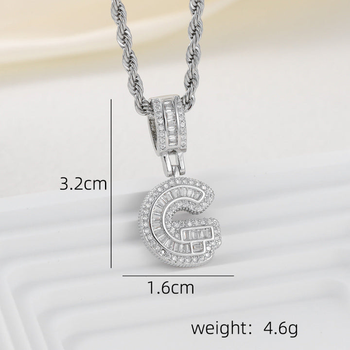 Silver Iced Out Personalized Name Letter Twisted Rope Chain Hip Hop Unisex Jewelry