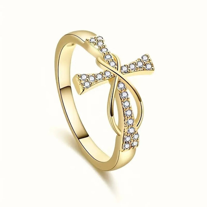 Cross & Infinity Diamond Ring, Two‑Tone Option Women’s Fashion Ring