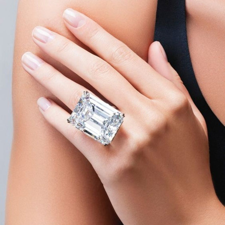 Multi-Cut Center Diamond Statement Ring Collection, Oval / Emerald / Pear Three-Stone Silver Cocktail Rings