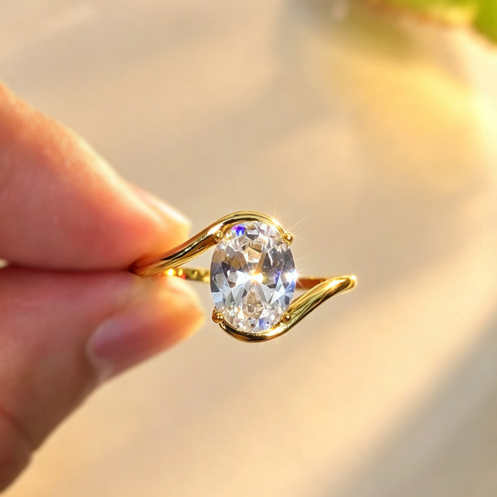 Twist Split Shank Oval Cut Solitaire Diamond Ring, Minimalist Bridal Engagement Promise Women’s Statement Jewelry