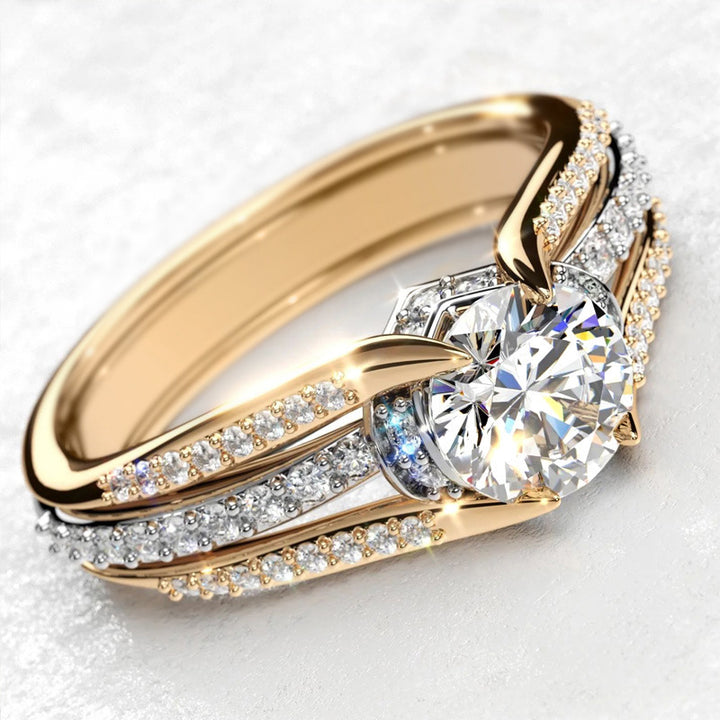 Vintage Court-Style Arched Ring, Twisted Multi-band Round Diamond Stackable Ring for Women