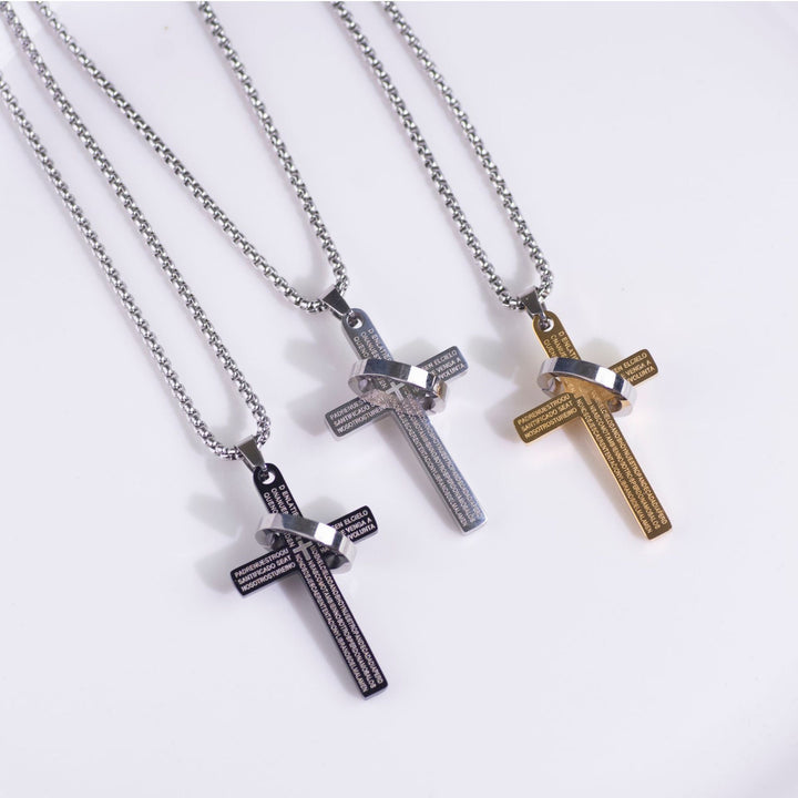 Letter and Cross Pendant Necklace; Hip-Hop/Punk Sweater Necklace for Men and Women