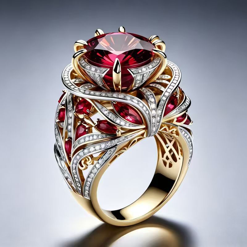 Luxury Twisted Floral Statement Ring, Bold Ornate Gem Ring for Special Occasions
