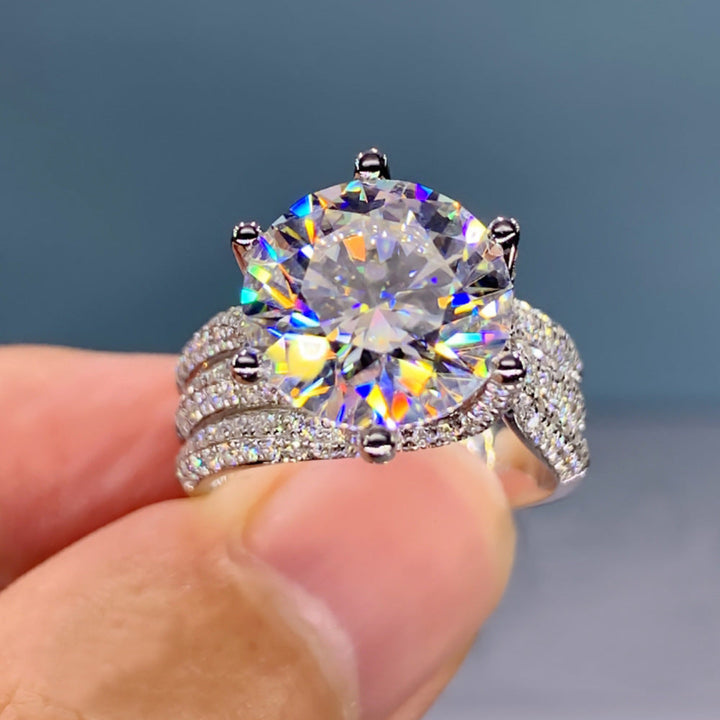 Multi‑Row Pave‑Set Round Cut Diamond Statement Ring, Two‑Tone Finish Women’s Cocktail Ring