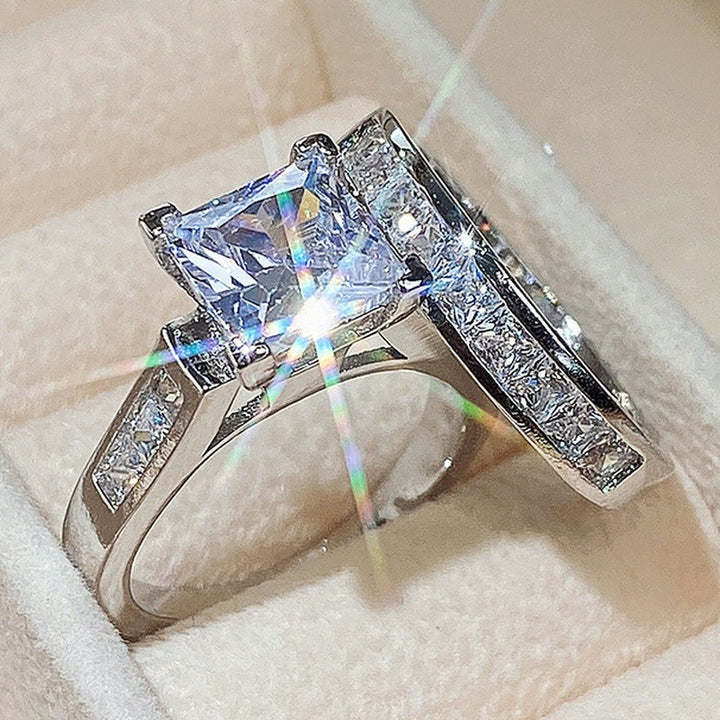 Princess‑Cut Diamond Two‑Piece Wedding Ring Set, 2‑Tone Available