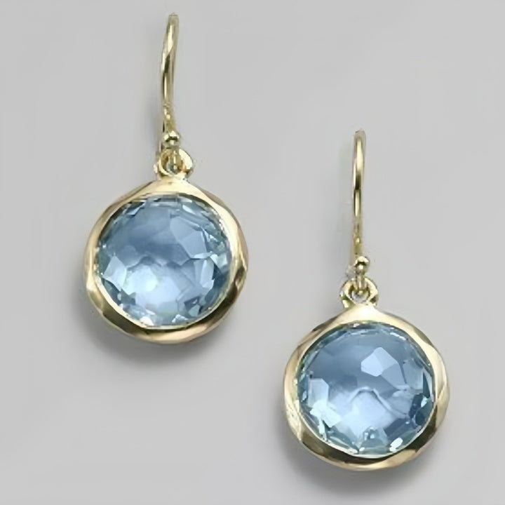 Retro Ethnic Flower Earrings, Bohemian Round Sapphire Pendant Earrings for Women