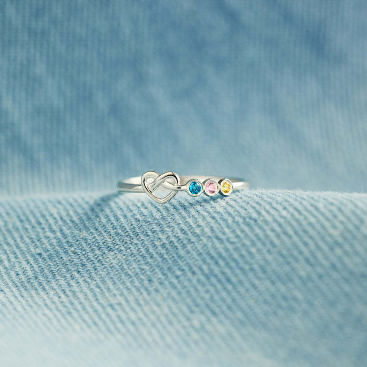 Adjustable Opening Interlocked Infinity Heart Stackable Ring, Dainty Personalized Family Promise Ring For Women