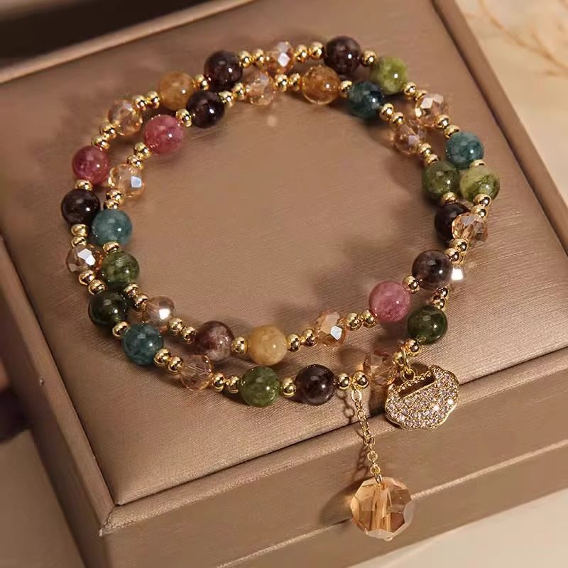 Multi‑Layer Natural Stone Bracelet With Longevity Lock Bracelet Great Gifts For Best Friends