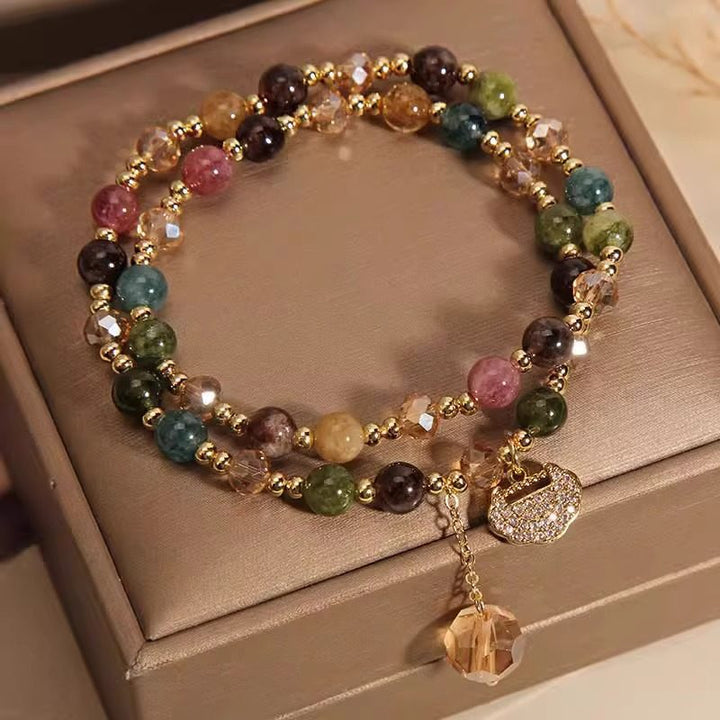 Multi‑Layer Natural Stone Bracelet With Longevity Lock Bracelet Great Gifts For Best Friends