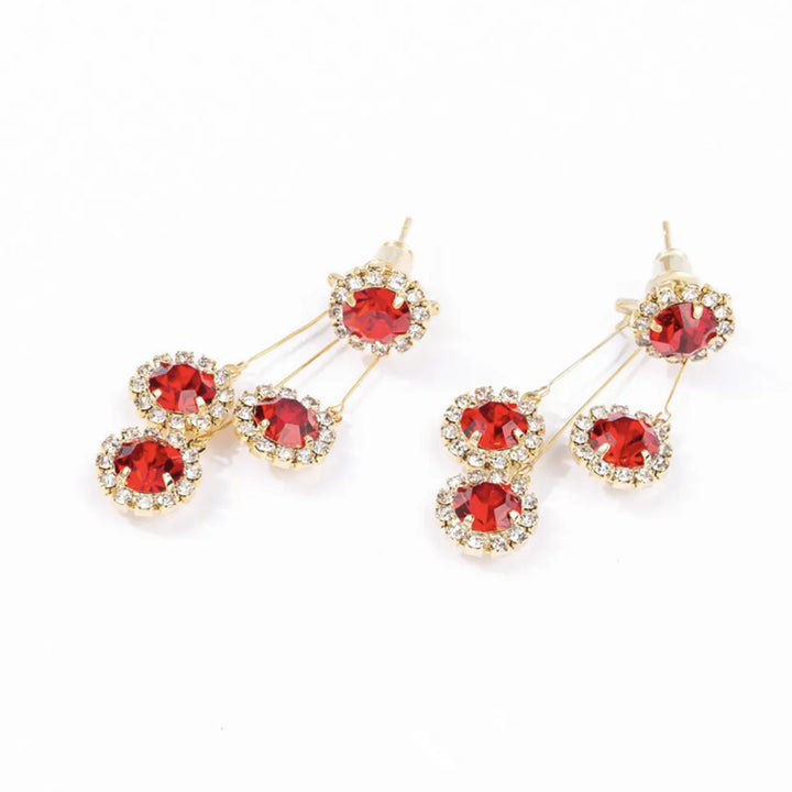 Two-way Diamond Tassel Earrings (Silver Needles), Gold‑Tone Tiered Drop Earrings