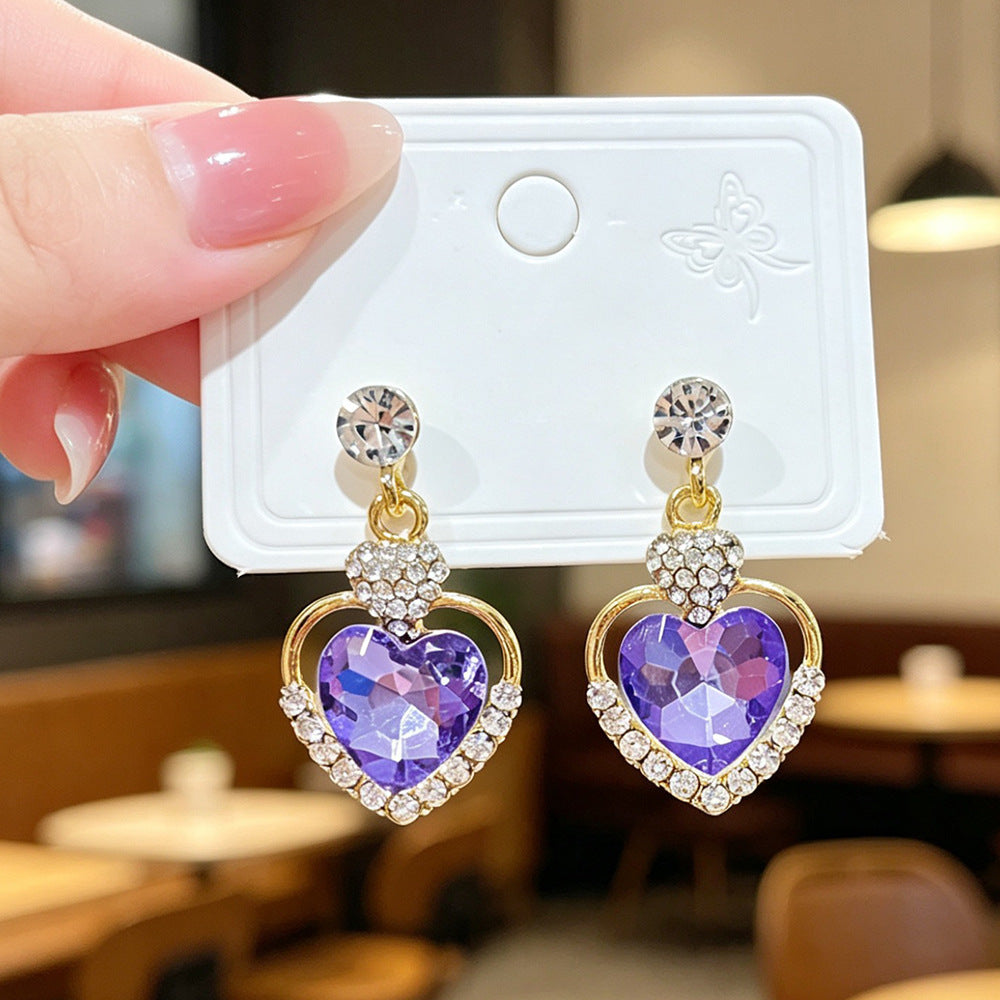 Heart Shape Drop Dangle Earrings, Exquisite, Ethereal Statement Earrings for Women