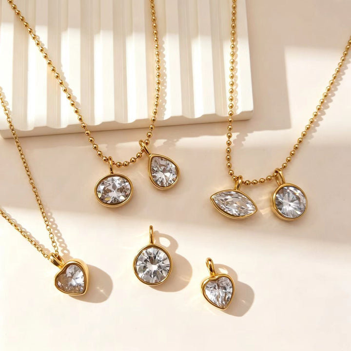 DIY Mix &amp; Match Necklace Set, Assorted Shape Gemstone Charms Necklace