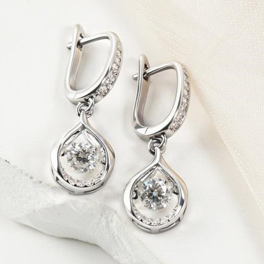 Teardrop-shaped Travel Souvenir Earrings, Sparkling Diamond Design for Women