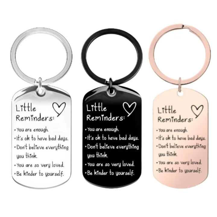 Inspirational Little Reminders Keychain, 3‑Color Motivational Quote Metal Key Ring