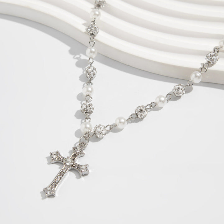Unisex Cross Necklace, Silver Dainty Religious Faith Couple Collarbone Jewelry For Men & Women