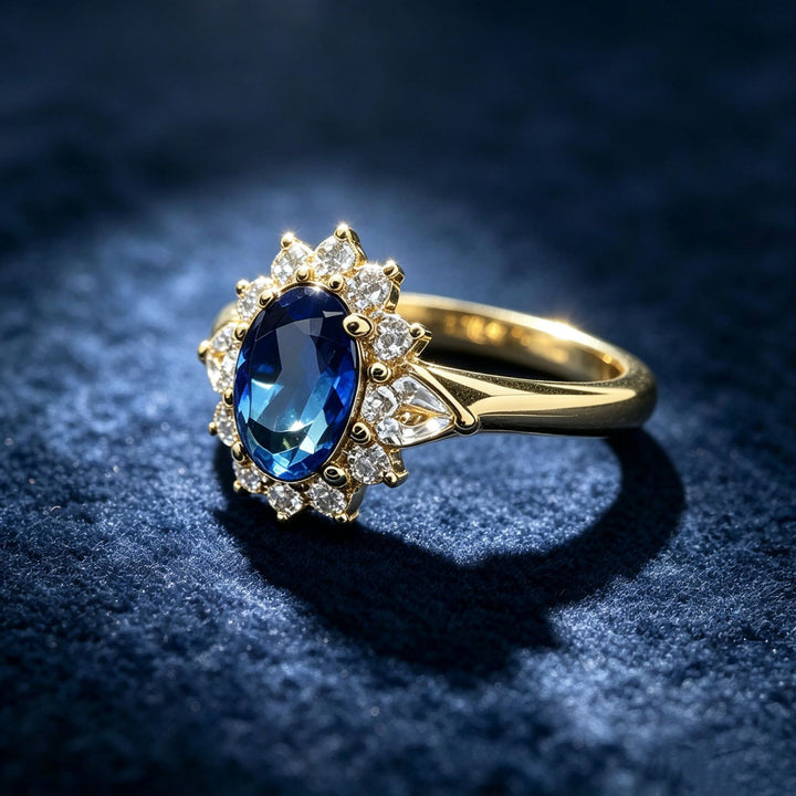 Oval Blue Gemstone Open Adjustable Ring, Ideal for Birthday, Christmas Gift &amp; Daily Wear for Women