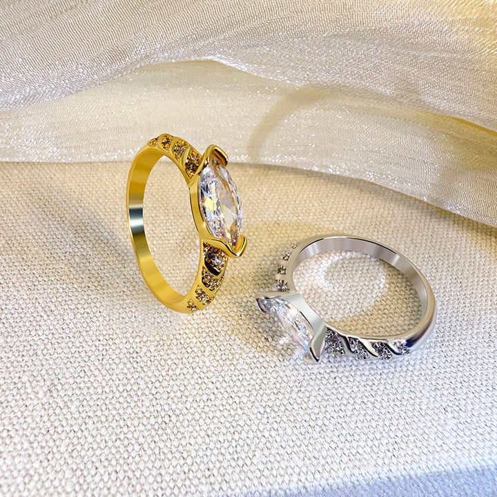 Elegant Marquise Cut Statement Ring, Versatile Sparkling Diamond Ring for Women