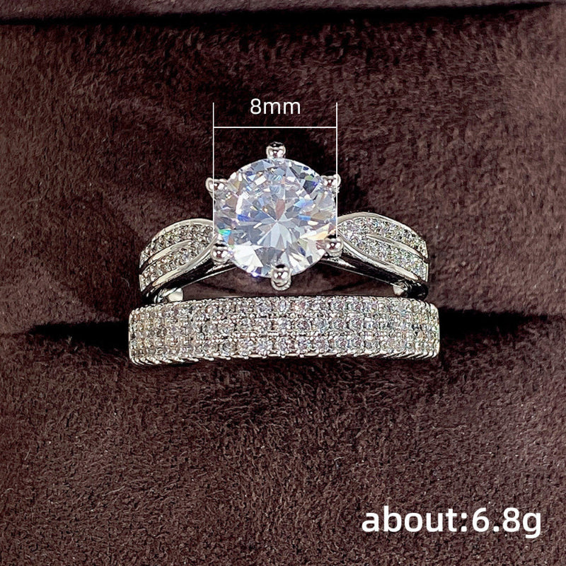 Vintage Matching Rings for Men and Women, Twisted Split‑Shank Engagement &amp; Pave Eternity Ring
