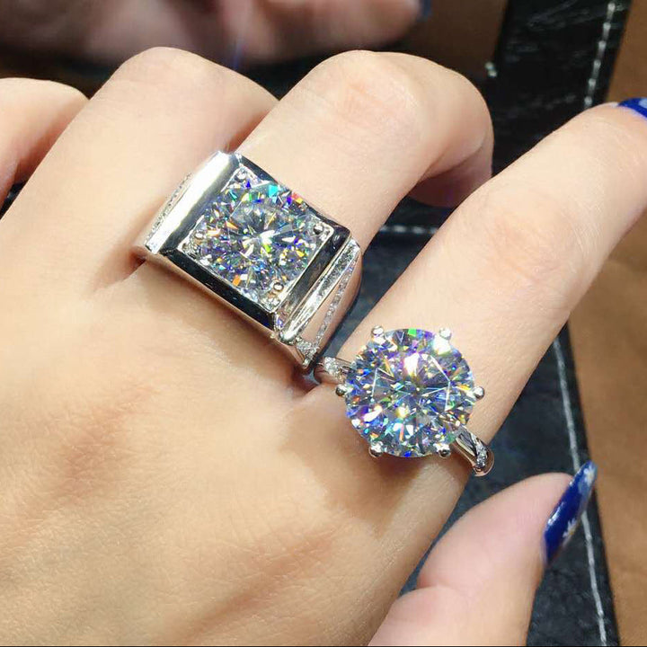 S925 3‑Carat Adjustable Couple Rings, Perfect for Birthday, Christmas Gift &amp; Daily Wear