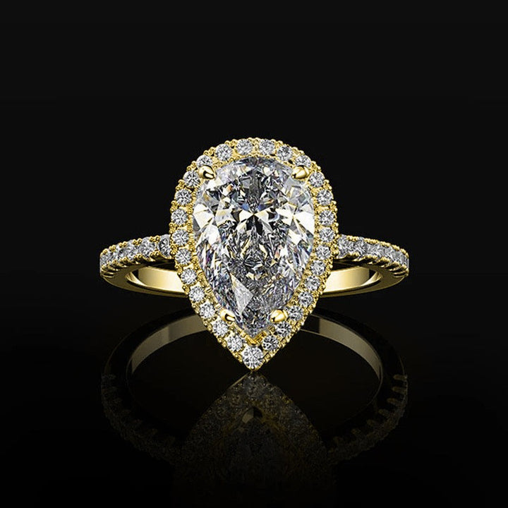 Creative Sparkling Pear-Cut Diamond Ring, Perfect for Women Gifting and Daily Wear