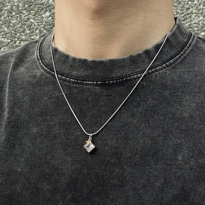Two‑Tone Cross Diamond Sweater Necklace, Minimalist Gothic Charm Necklace, Ideal Gift for Couples