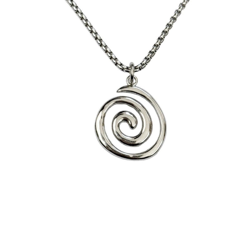 Minimalist Open Spiral Swirl Pendant Necklace, Y2K Rock Necklace Dainty Everyday Collarbone Jewelry