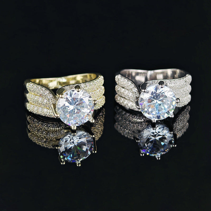 Multi‑Row Pave‑Set Round Cut Diamond Statement Ring, Two‑Tone Finish Women’s Cocktail Ring