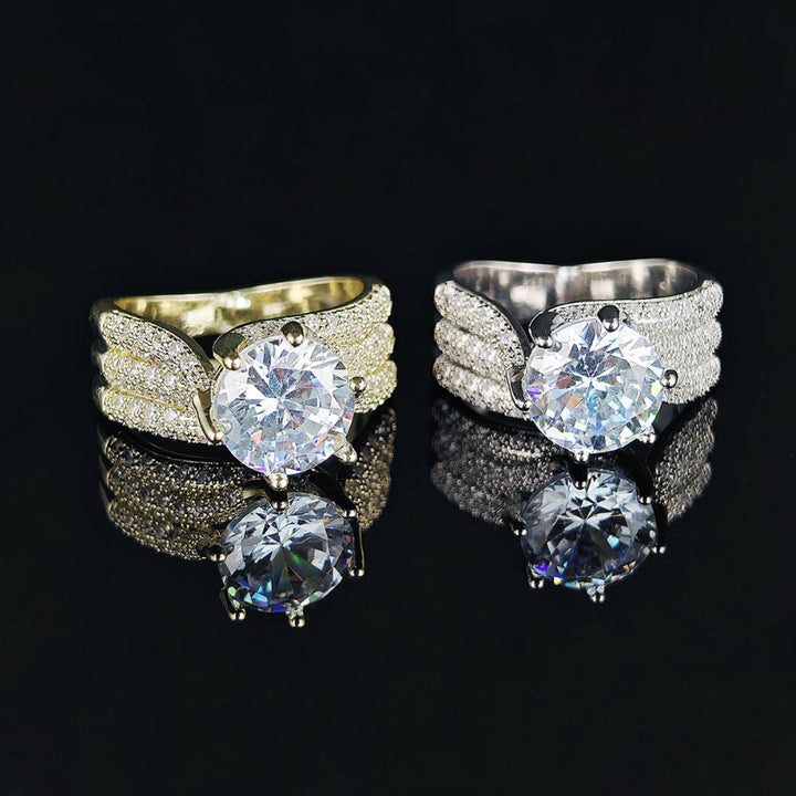 Multi‑Row Pave‑Set Round Cut Diamond Statement Ring, Two‑Tone Finish Women’s Cocktail Ring