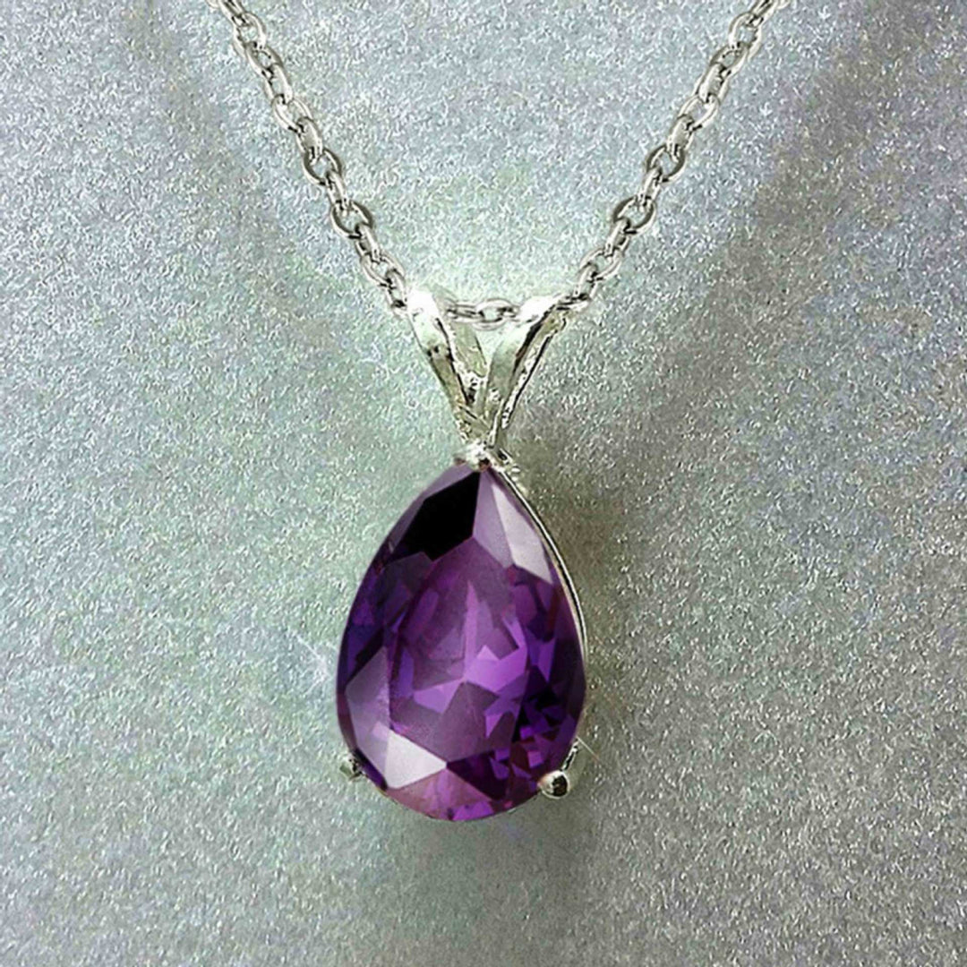 S925 Silver Teardrop Gem Pendant Necklace, Ideal Sentimental Gift For Women