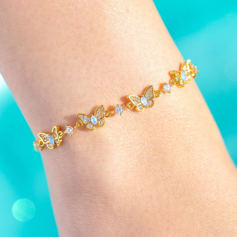 2 Tone Gold Silver Dainty Multi Butterfly Stackable Women Minimalist Coquette Wrist Jewelry