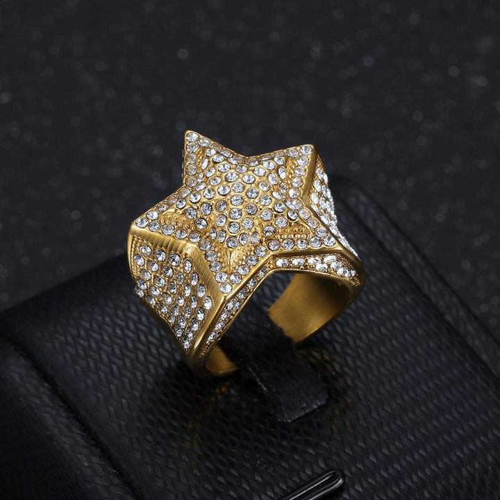 3D Pave Star Bling Statement Ring, Fully Encrusted Diamond Unisex Ring