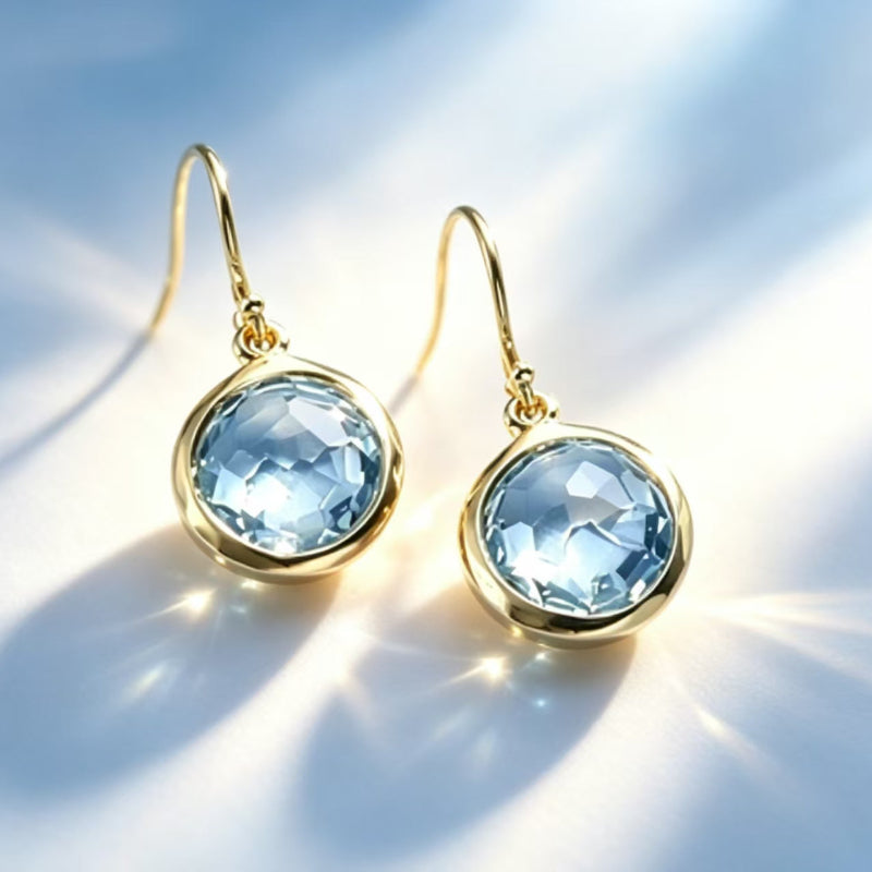 Retro Ethnic Flower Earrings, Bohemian Round Sapphire Pendant Earrings for Women