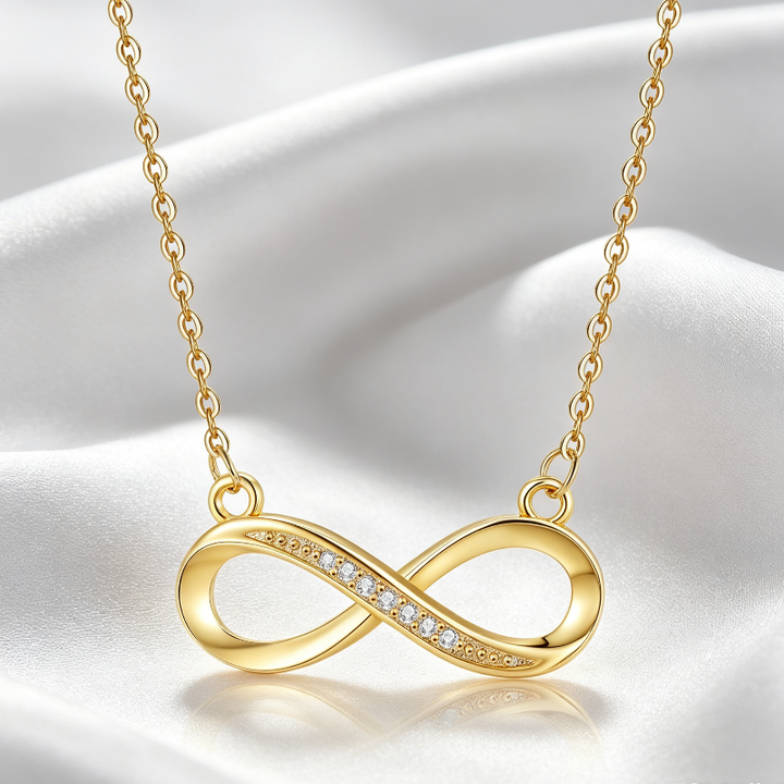 Pave Diamond Infinity Symbol Pendant Necklace, Dainty Eternal Love Collarbone Jewelry For Women