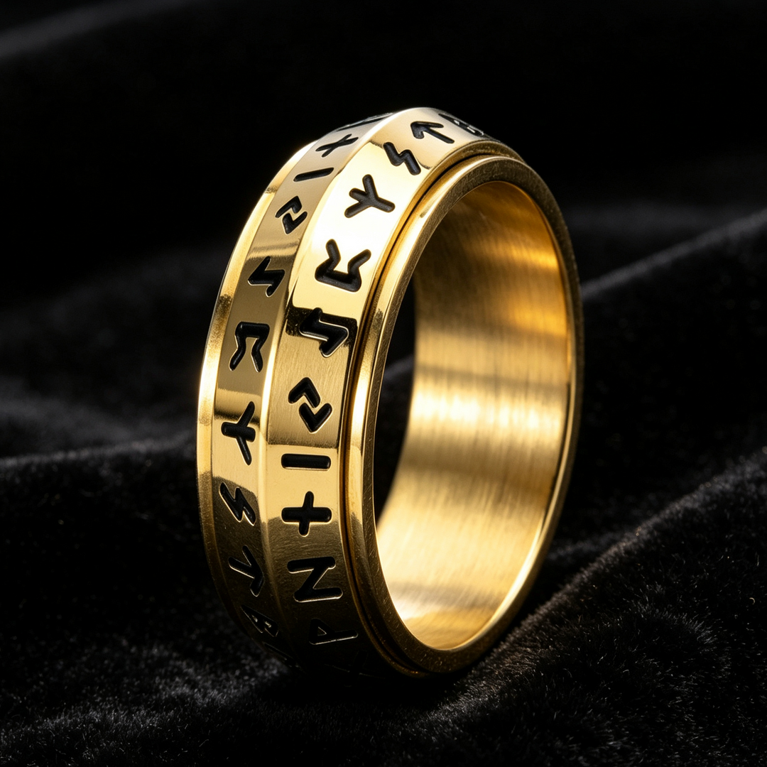 Rune Spinner Rotatable Ring, Stress-Relief Design, Distinctive Ring For Men