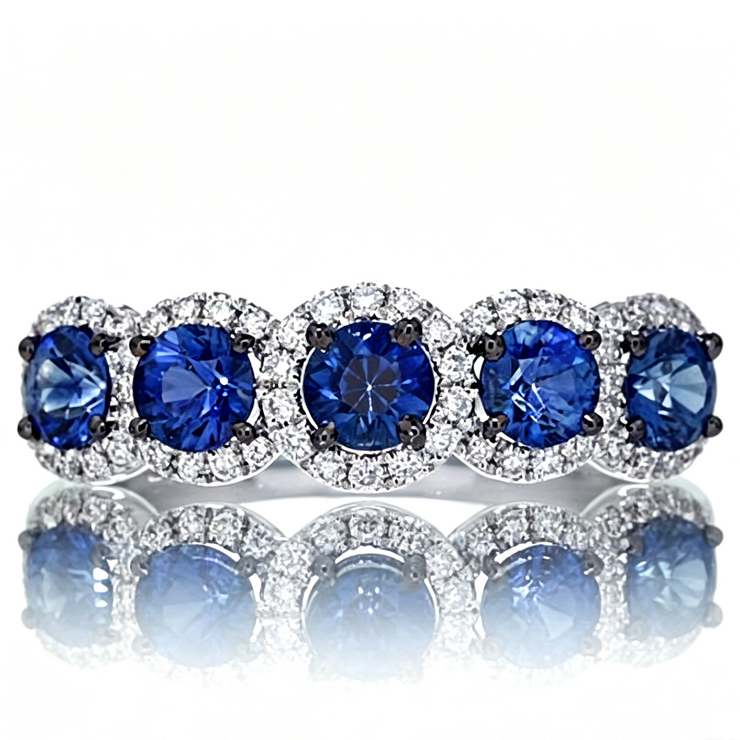 S925 Silver Multi‑Stone Halo Eternity Band Ring, Two Gemstone Color Options