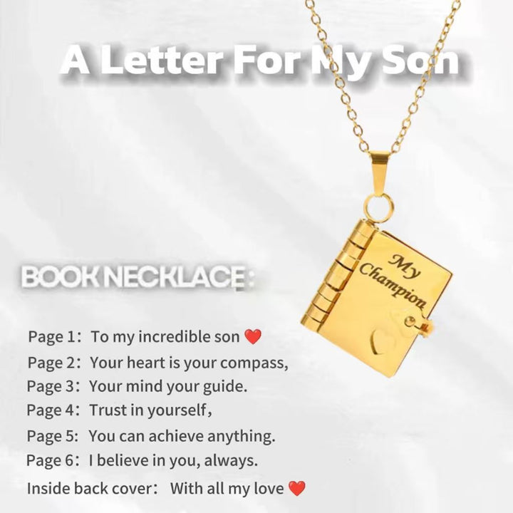 Openable Mini Book Locket Message Pendant Necklace, Tone Family Love Sentimental Keepsake Necklace