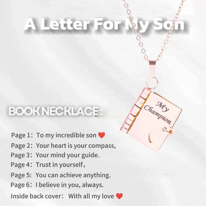 Openable Mini Book Locket Message Pendant Necklace, Tone Family Love Sentimental Keepsake Necklace