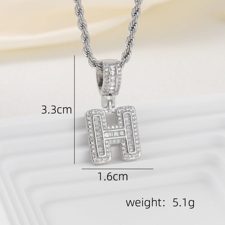 Silver Iced Out Personalized Name Letter Twisted Rope Chain Hip Hop Unisex Jewelry