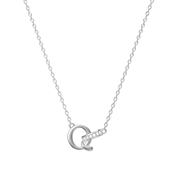 26 Letters Initial Necklace, Diamond Accent Personalized Women Collarbone necklace