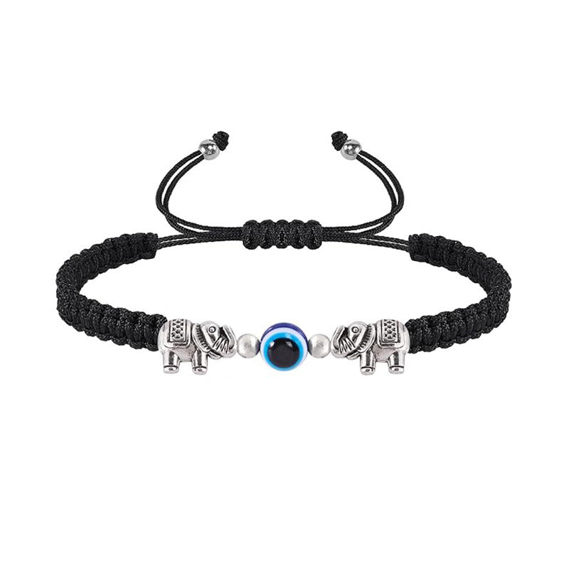 Evil Eye Braided Rope Bracelet, Animal Charm Adjustable Woven Bracelet for Daily Wear &amp; Gifting