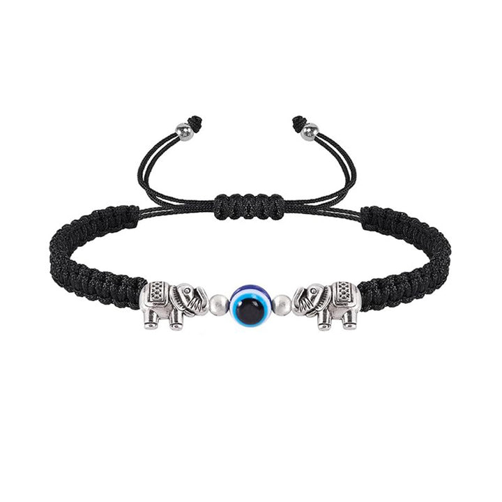 Evil Eye Braided Rope Bracelet, Animal Charm Adjustable Woven Bracelet for Daily Wear &amp; Gifting