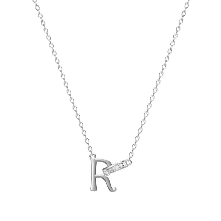 26 Letters Initial Necklace, Diamond Accent Personalized Women Collarbone necklace