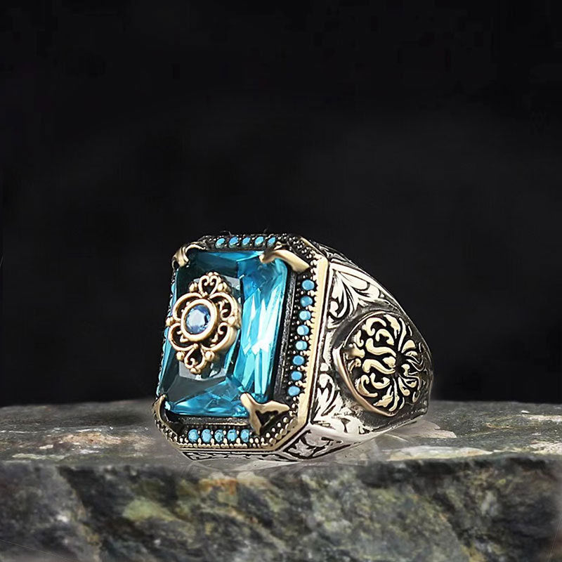 Punk Trend Retro Ring, High-End Couple Rings, Exquisite Accessories, Luxury Gem Tone Options Ornate Craft Jewelry