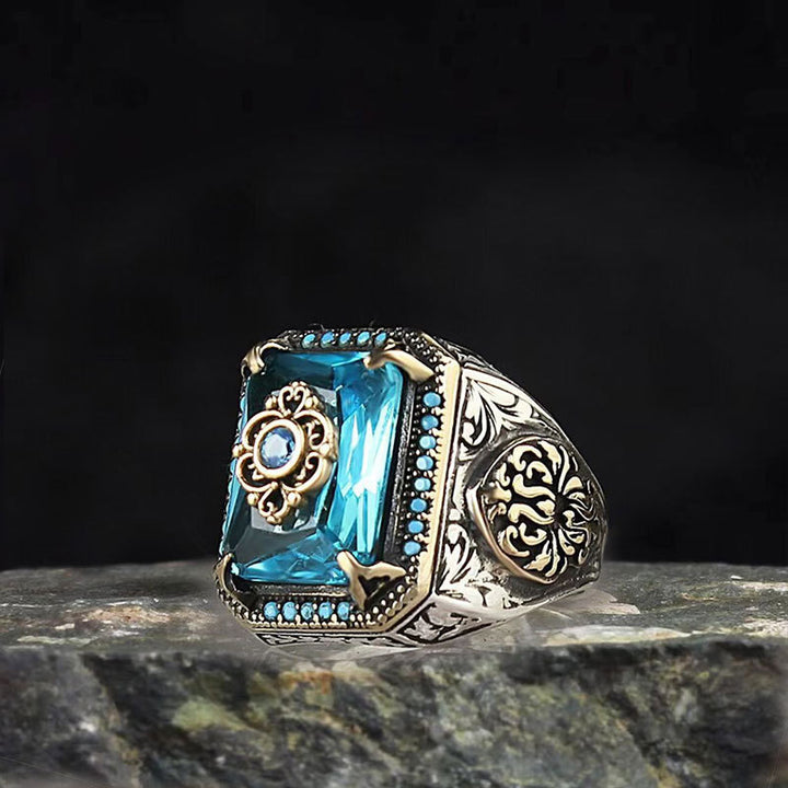 Punk Trend Retro Ring, High-End Couple Rings, Exquisite Accessories, Luxury Gem Tone Options Ornate Craft Jewelry